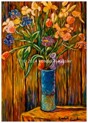 Blue Ridge Parkway Artist is Please to Sell a Print of Tall Blue Vase and Dinosaur Bones...