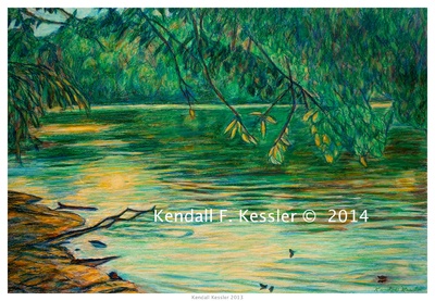 Blue Ridge Parkway Artist is Pleased with Current Claytor Lake painting...