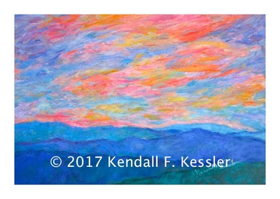 Blue Ridge Parkway Artist is Pleased with Latest Lake Sunset painting