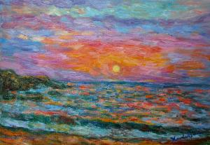 Kendall Kessler Offers Canvas Prints Of Award Winning Painting, Burning Shore, At Greatly Reduced Price